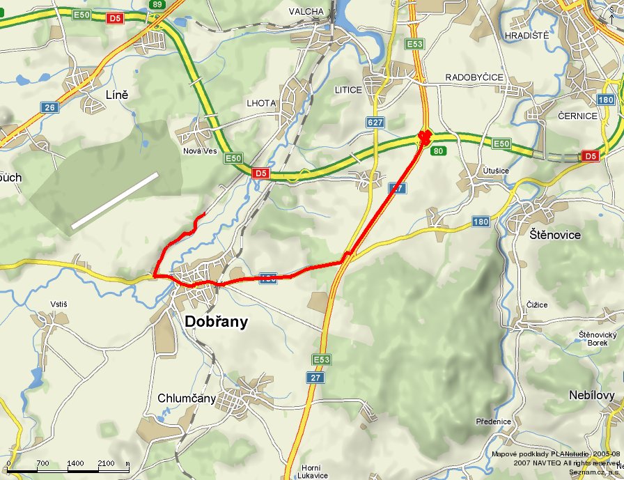 Příjezd od plzeňské dálnice